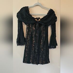 Brand New Size L Off The Shoulder Black Lace Dress